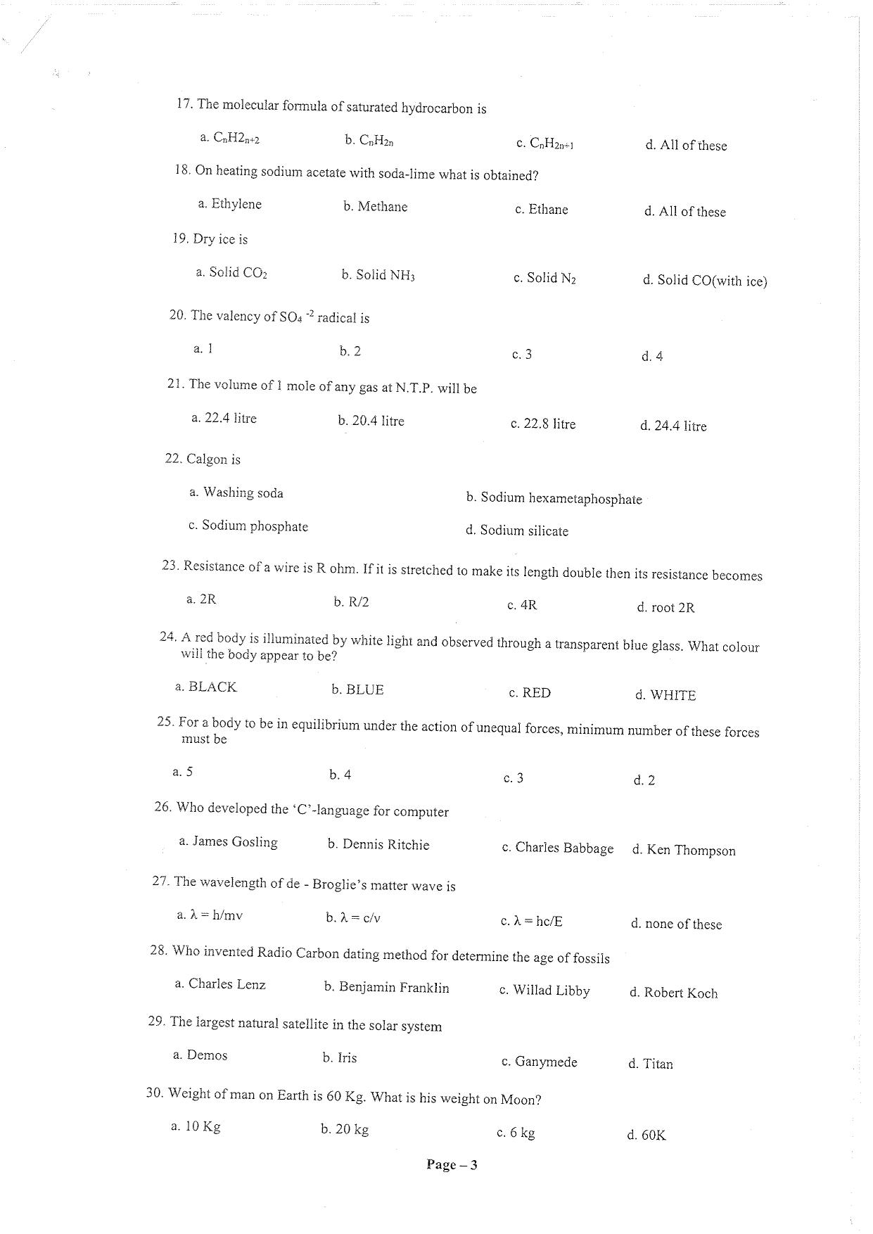Question Paper of Education Assistant ‘A’ - Page 3