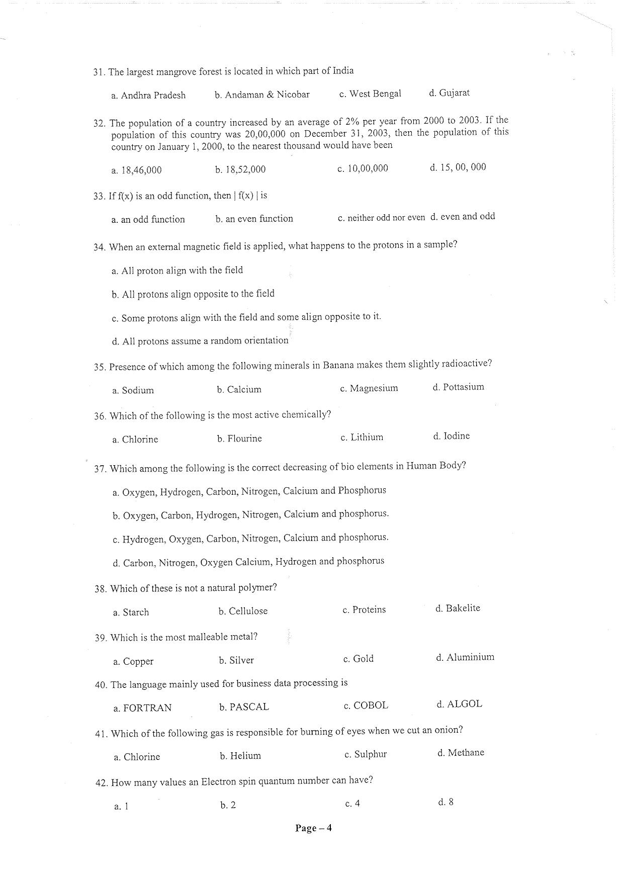 Question Paper of Education Assistant ‘A’ - Page 4
