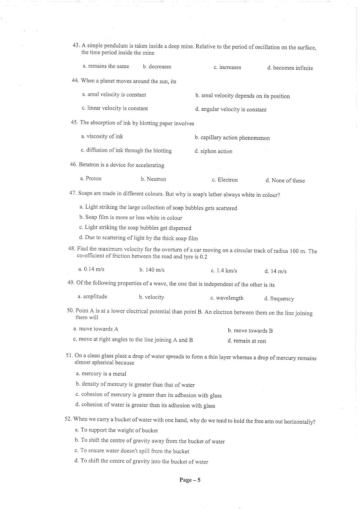 Question Paper of Education Assistant ‘A’ - Page 5