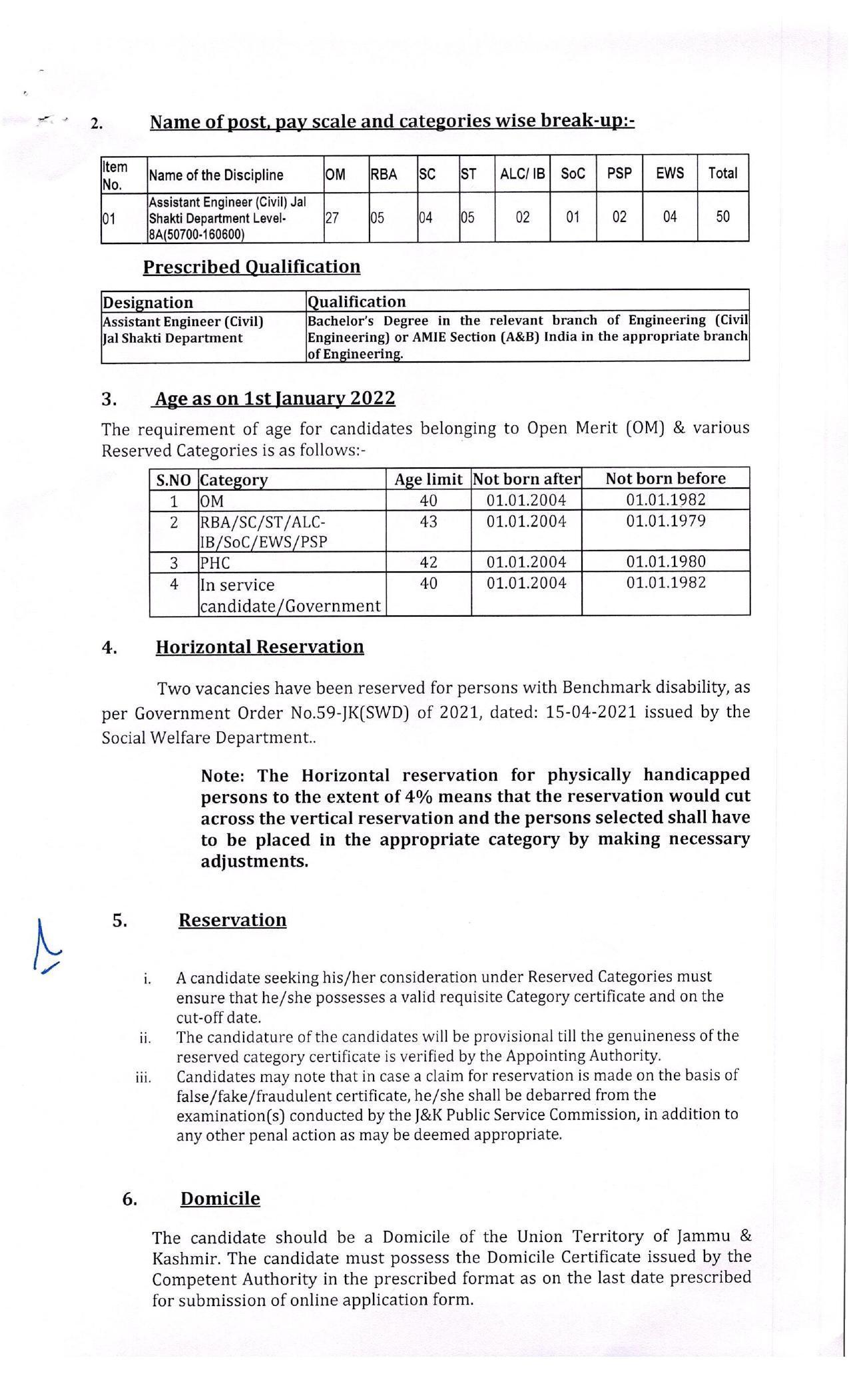 Jammu and Kashmir Public Service Commission (JKPSC) Invites Application for 50 Assistant Engineer Recruitment 2022 - Page 2
