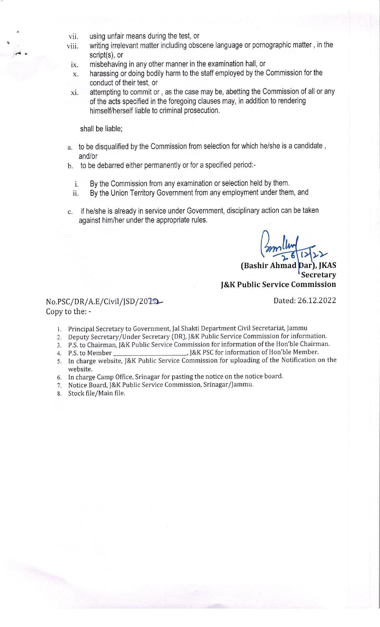 Jammu and Kashmir Public Service Commission (JKPSC) Invites Application for 50 Assistant Engineer Recruitment 2022 - Page 9