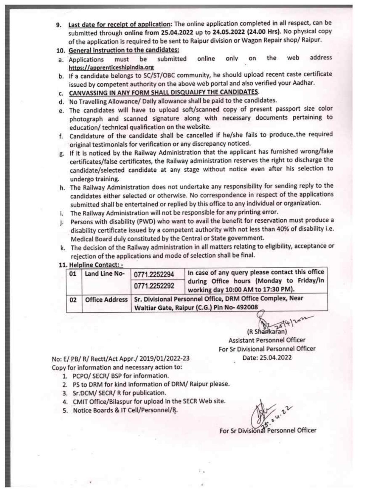 South East Central Railway (SECR) Invites Application for 1033 Apprentice Recruitment 2022 - Page 2