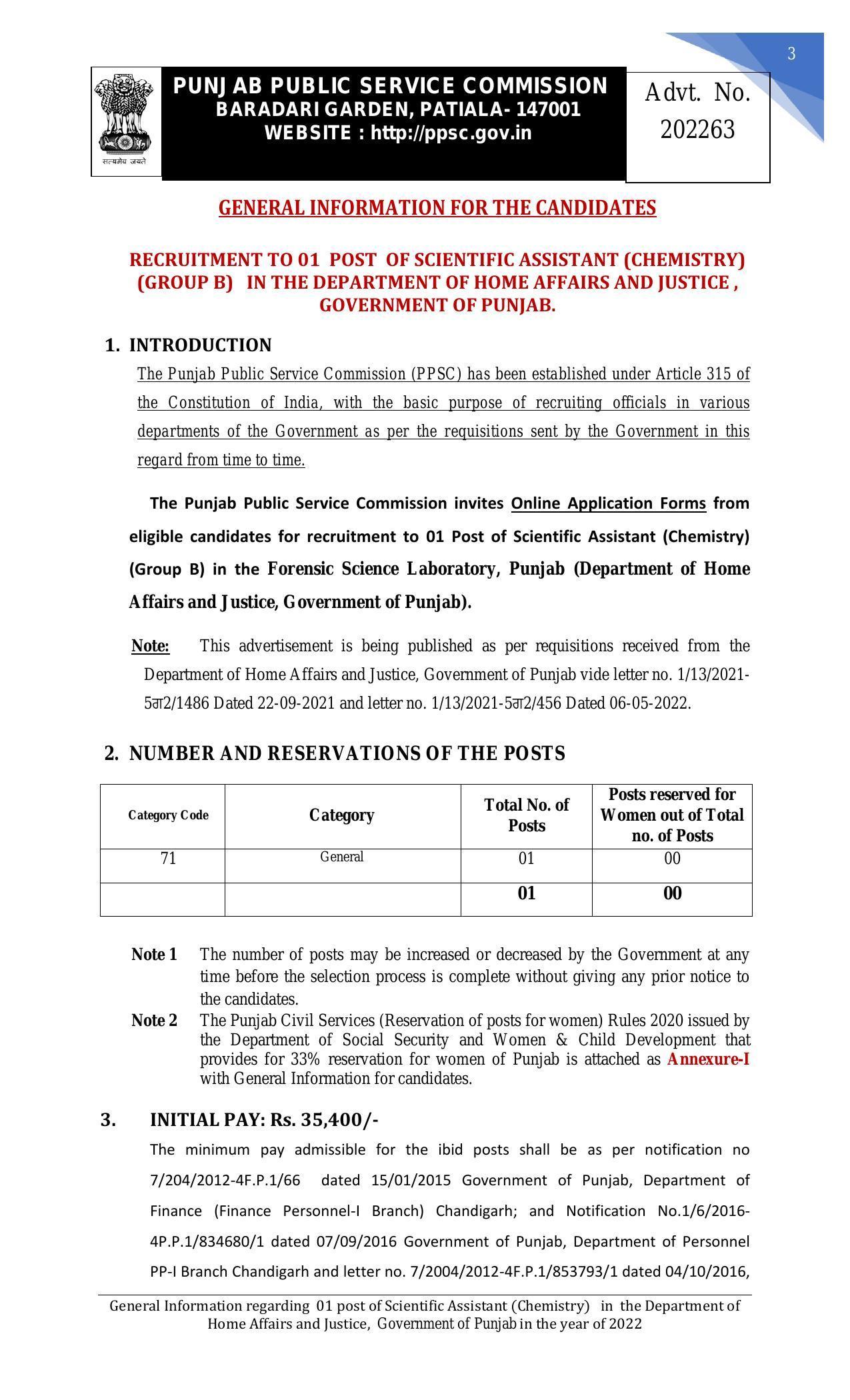 Punjab Public Service Commission Invites Application for Scientific Assistant Recruitment 2022 - Page 12