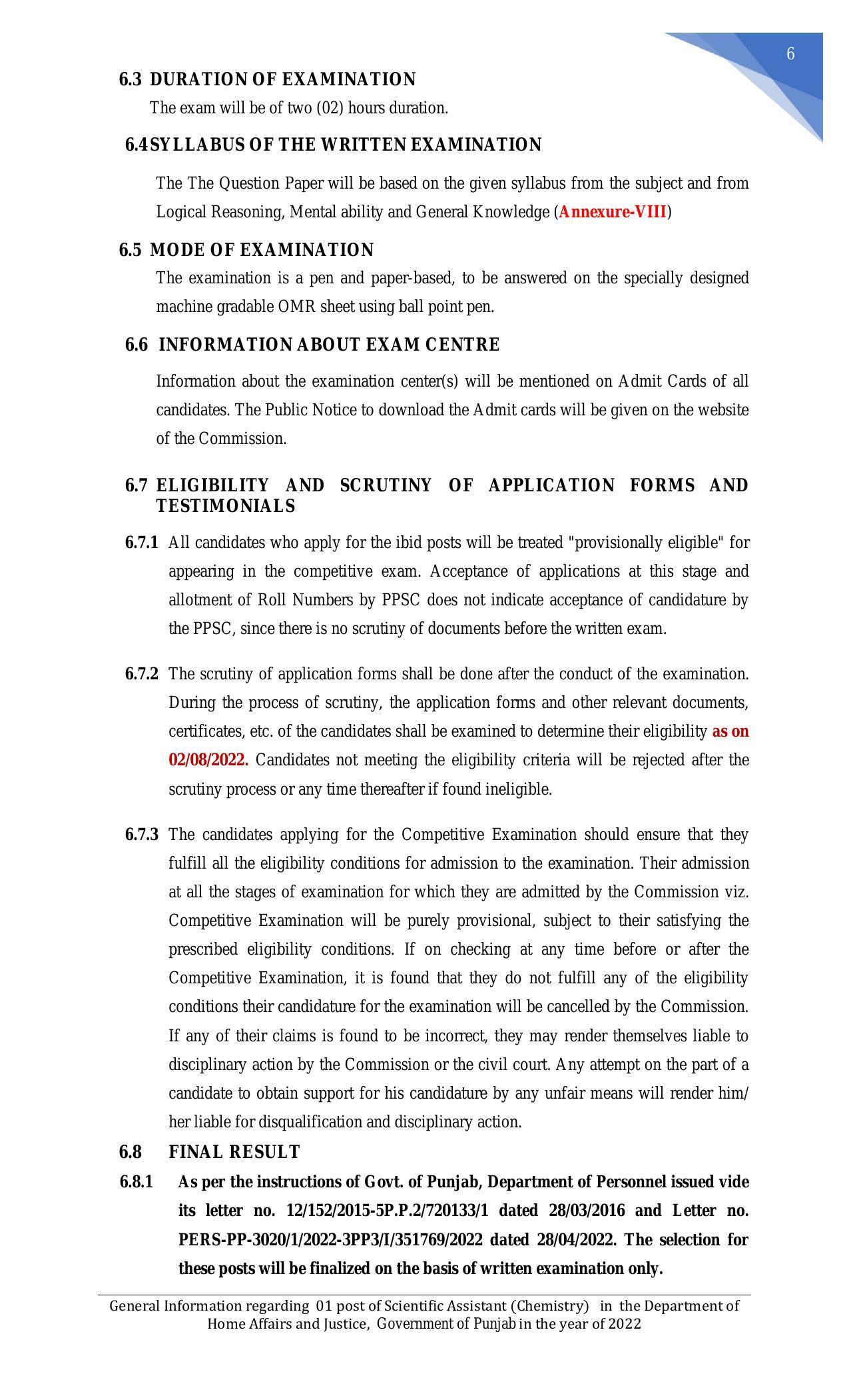 Punjab Public Service Commission Invites Application for Scientific Assistant Recruitment 2022 - Page 22