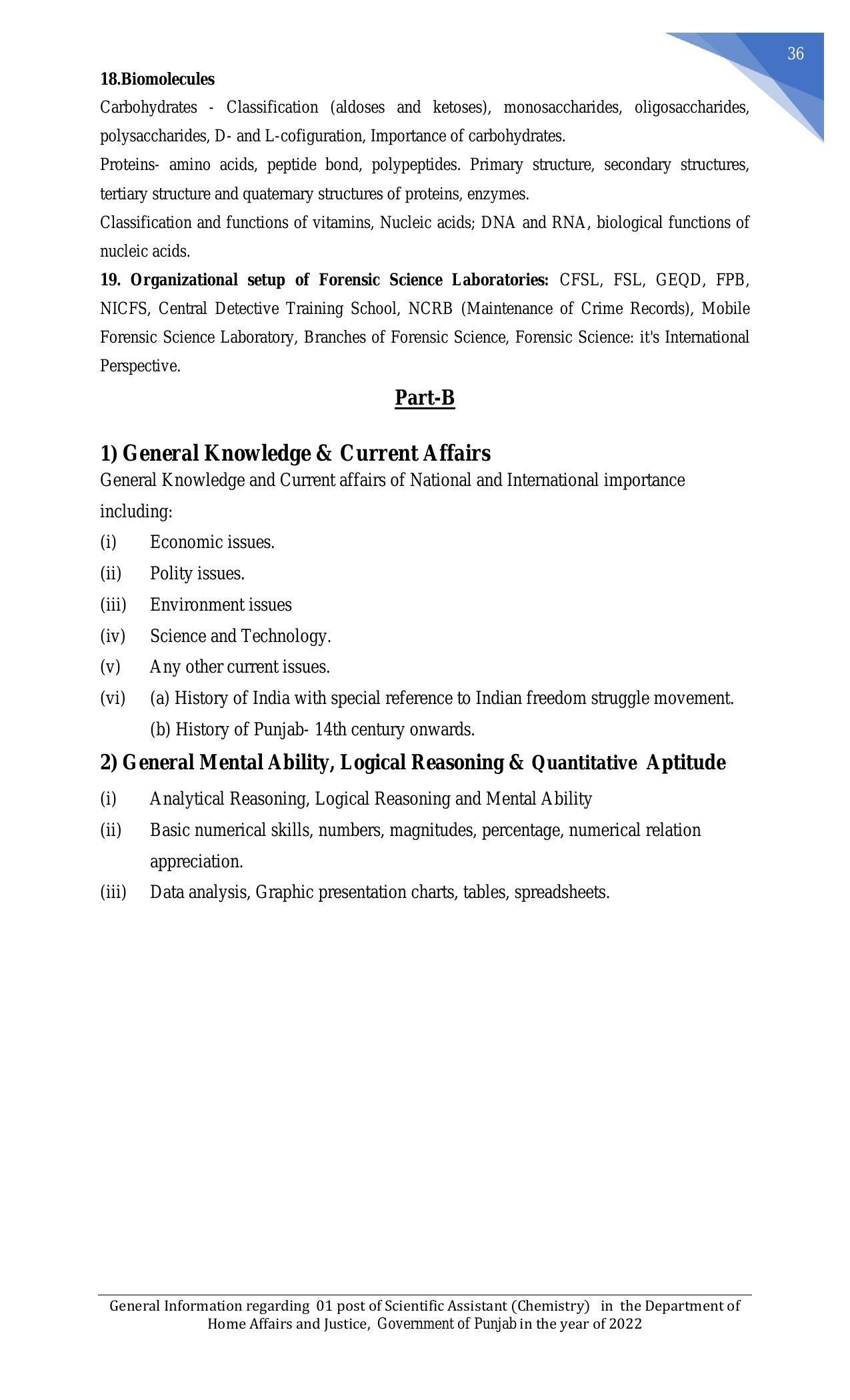Punjab Public Service Commission Invites Application for Scientific Assistant Recruitment 2022 - Page 13