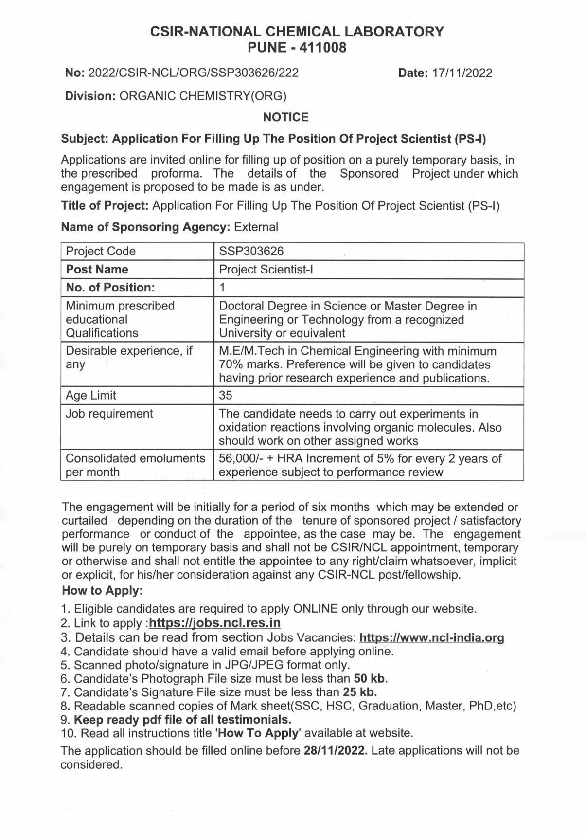National Chemical Laboratory Invites Application for Project Scientist-I Recruitment 2022 - Page 2