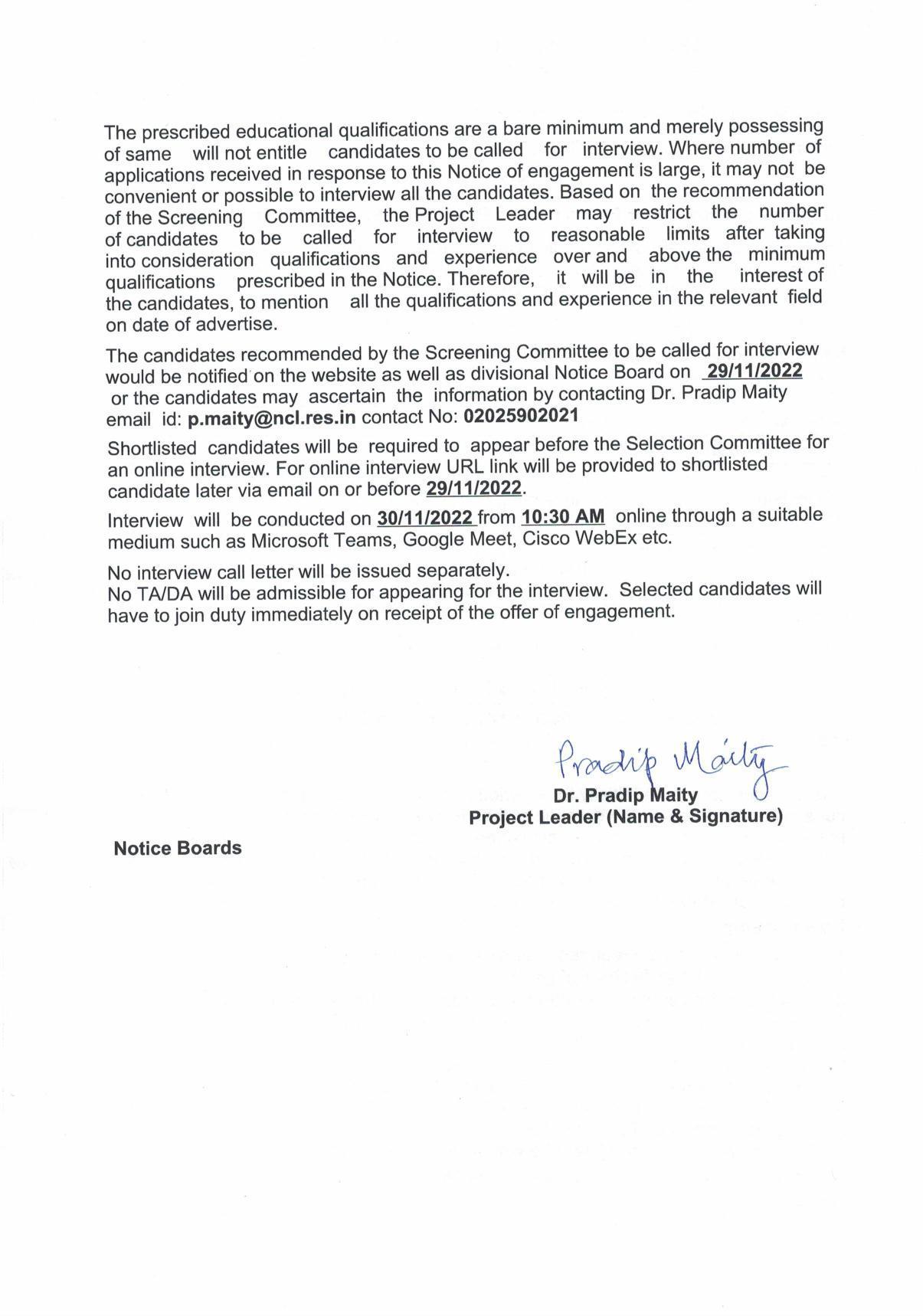 National Chemical Laboratory Invites Application for Project Scientist-I Recruitment 2022 - Page 1