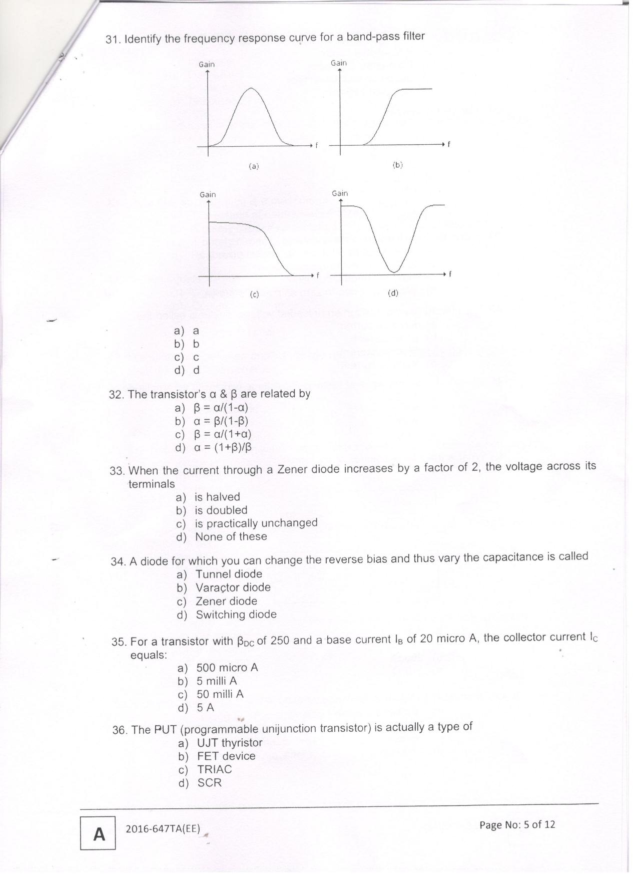 LPSC Technical Assistant (Electronics) 2016 Question Paper - Page 7