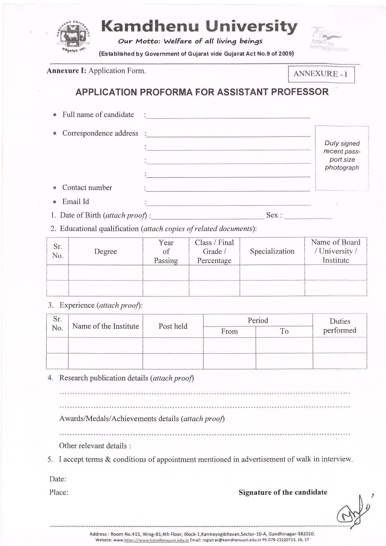 Kamdhenu University Assistant Professor Recruitment 2022 - Page 4