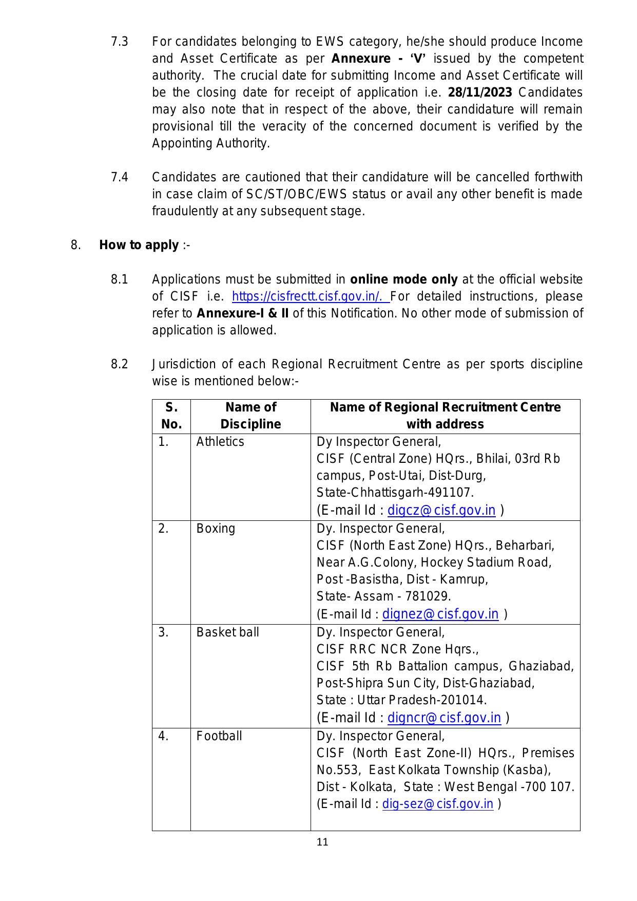 CISF Head Constable (General Duty) - Sports Quota Recruitment 2023 - Page 14
