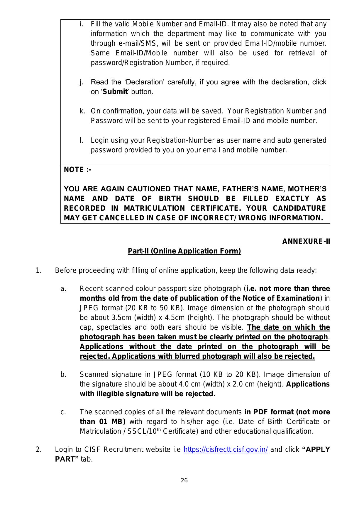 CISF Head Constable (General Duty) - Sports Quota Recruitment 2023 - Page 28