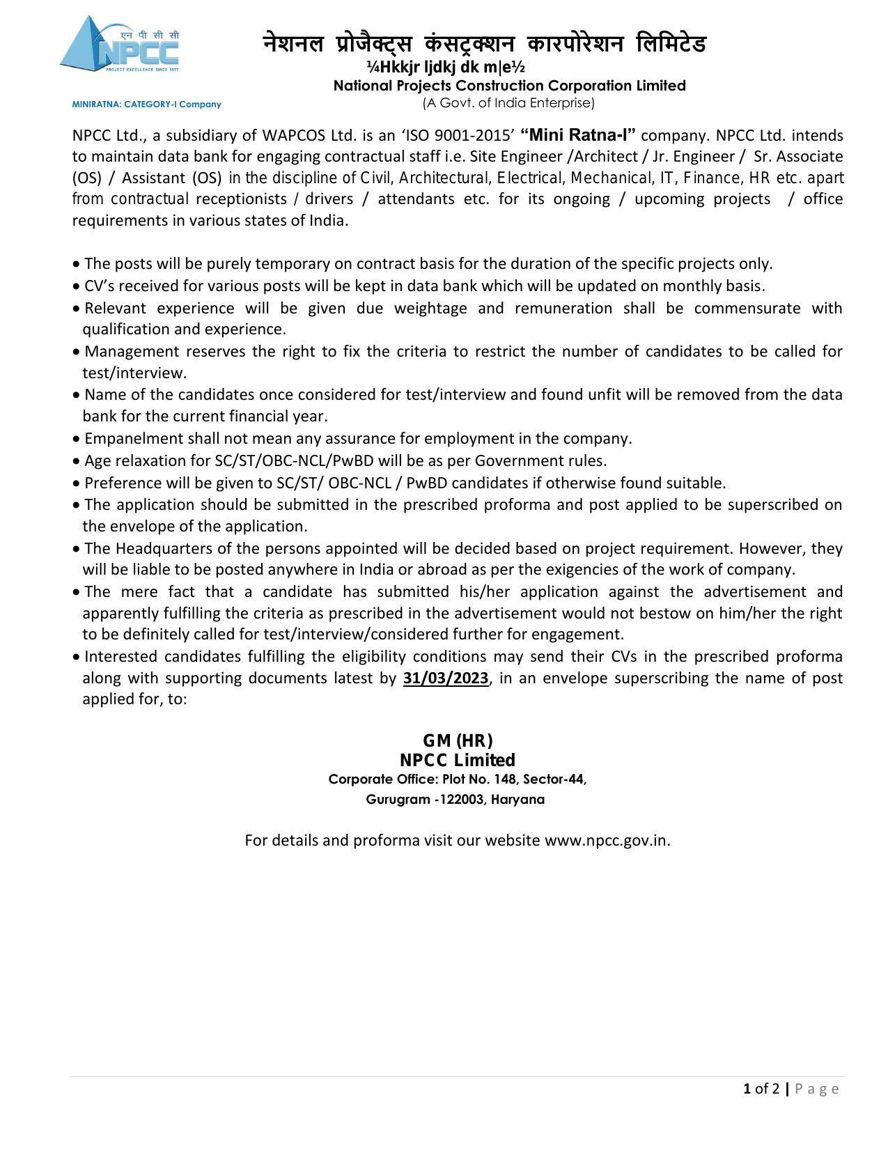 NPCC Invites Application for Site Engineer/ Architect/ Junior Engineer/ Senior Associate/ Assistant Recruitment 2022 - Page 3