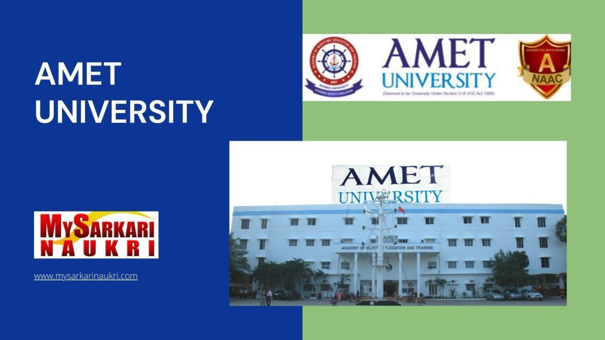 AMET University Recruitment