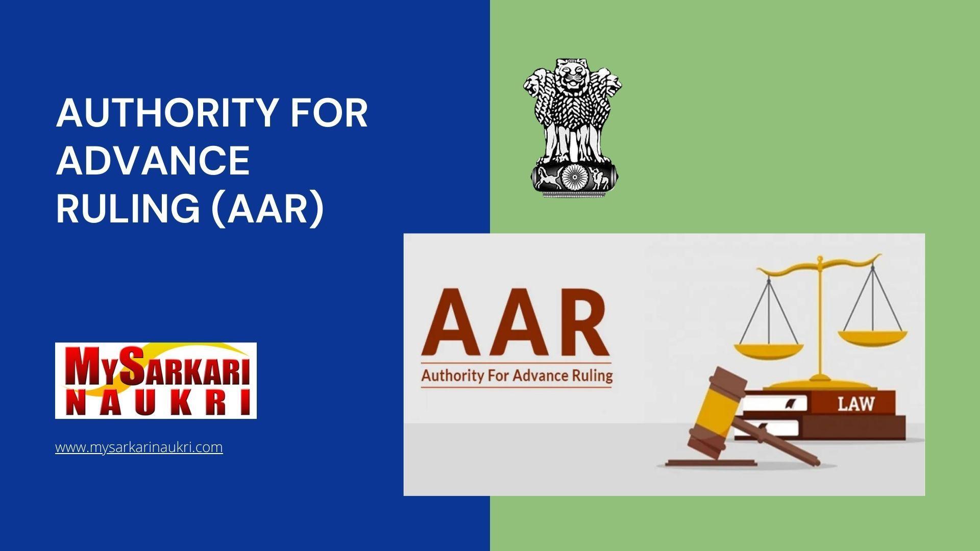 Authority for Advance Ruling (AAR) Recruitment MySarkariNaukri En