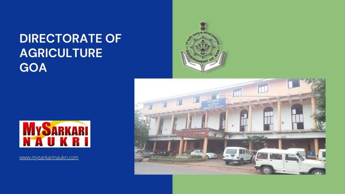 Directorate of Agriculture Goa Recruitment