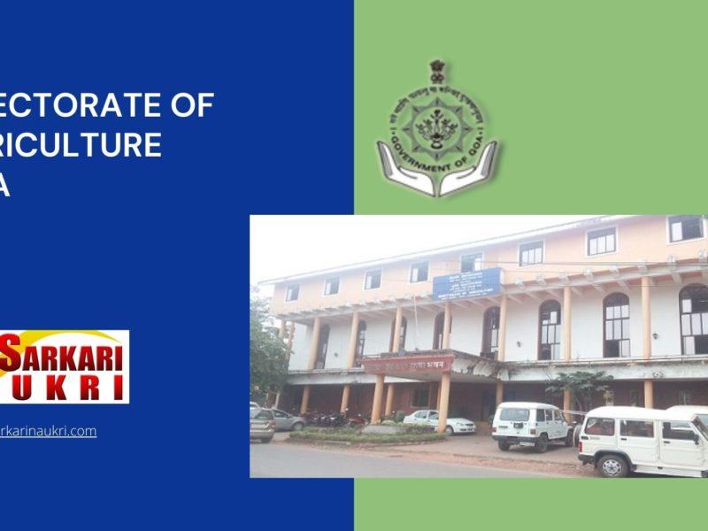 Directorate of Agriculture Goa Recruitment
