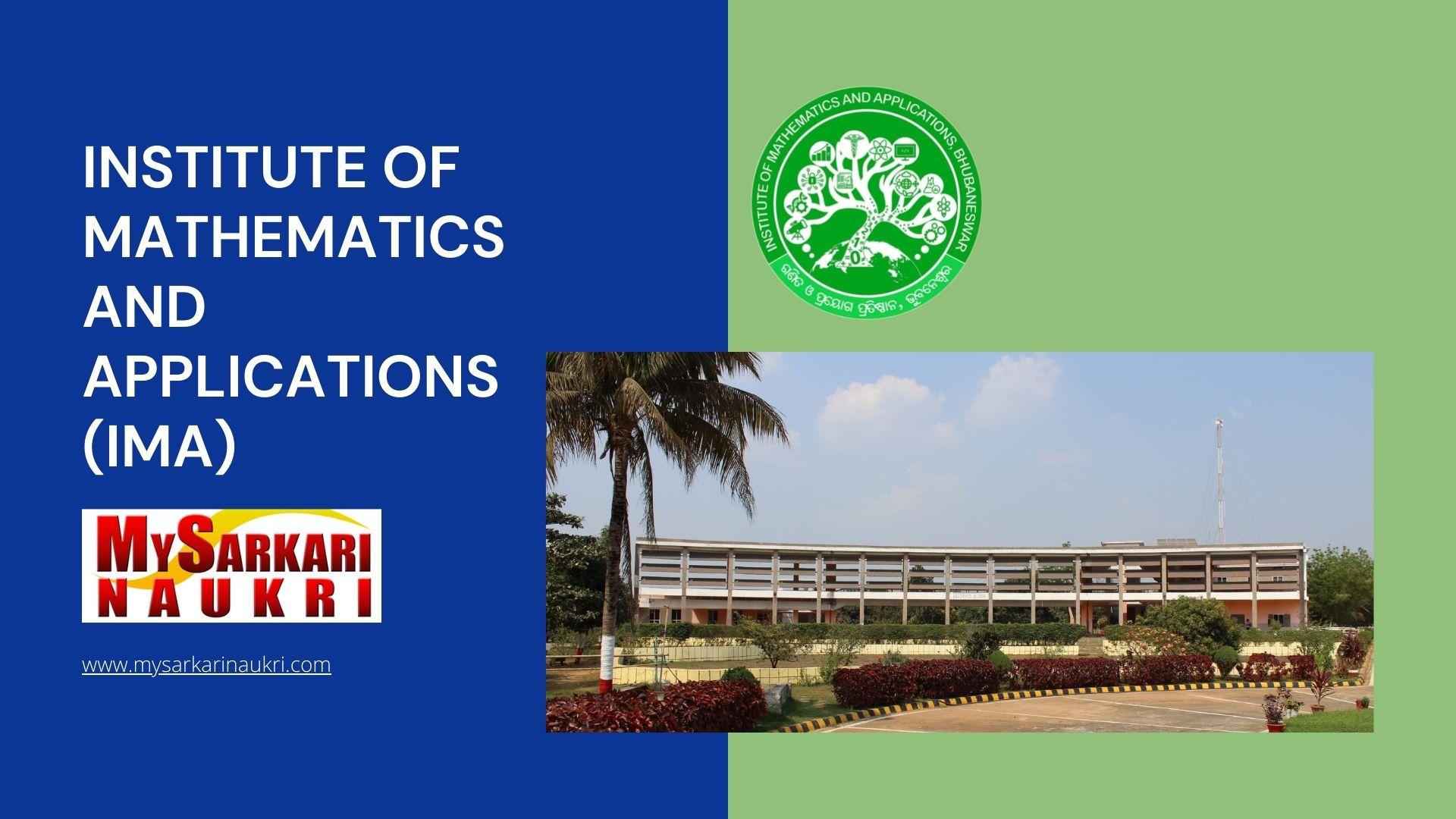Institute of Mathematics and Applications (IMA) Recruitment