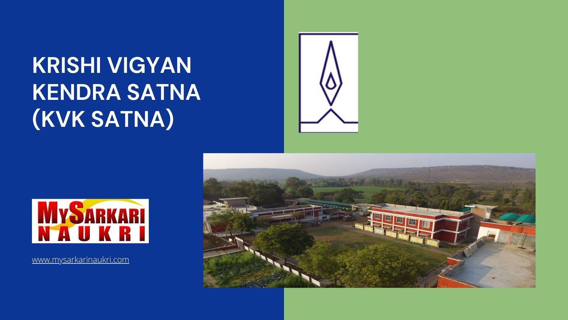 Krishi Vigyan Kendra Satna (KVK Satna) Recruitment