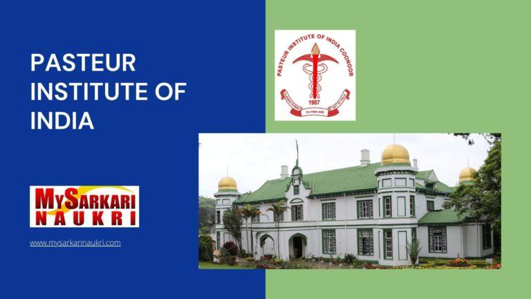 Pasteur Institute of India Recruitment