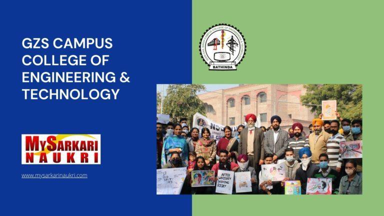 GZS Campus College of Engineering & Technology Recruitment