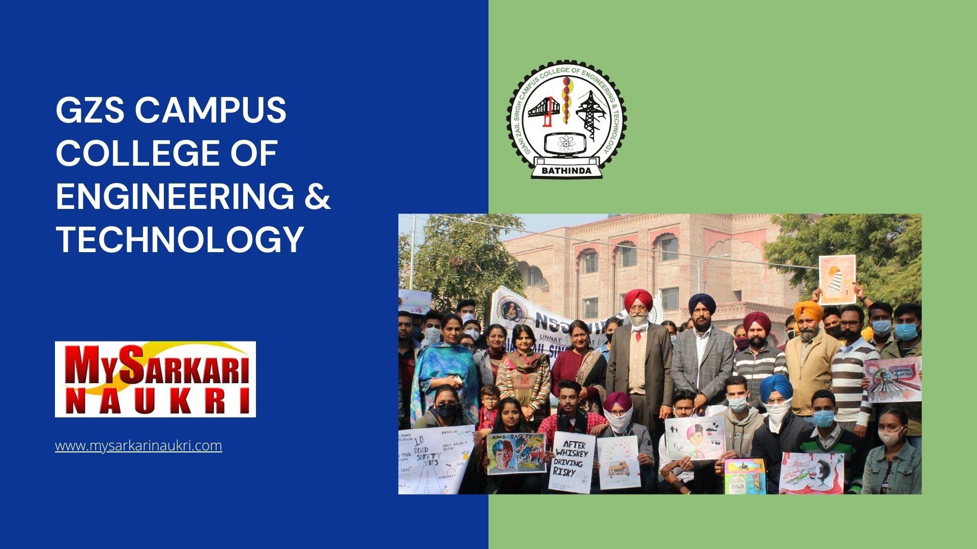 GZS Campus College of Engineering & Technology Recruitment