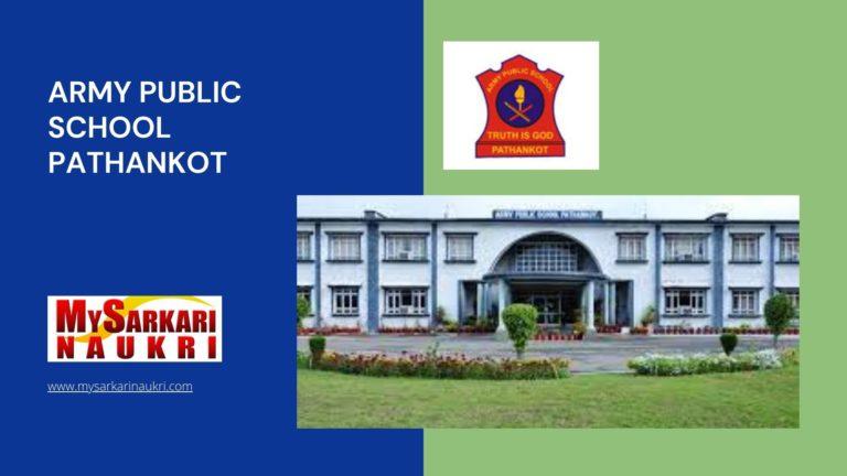 Army Public School Pathankot Recruitment