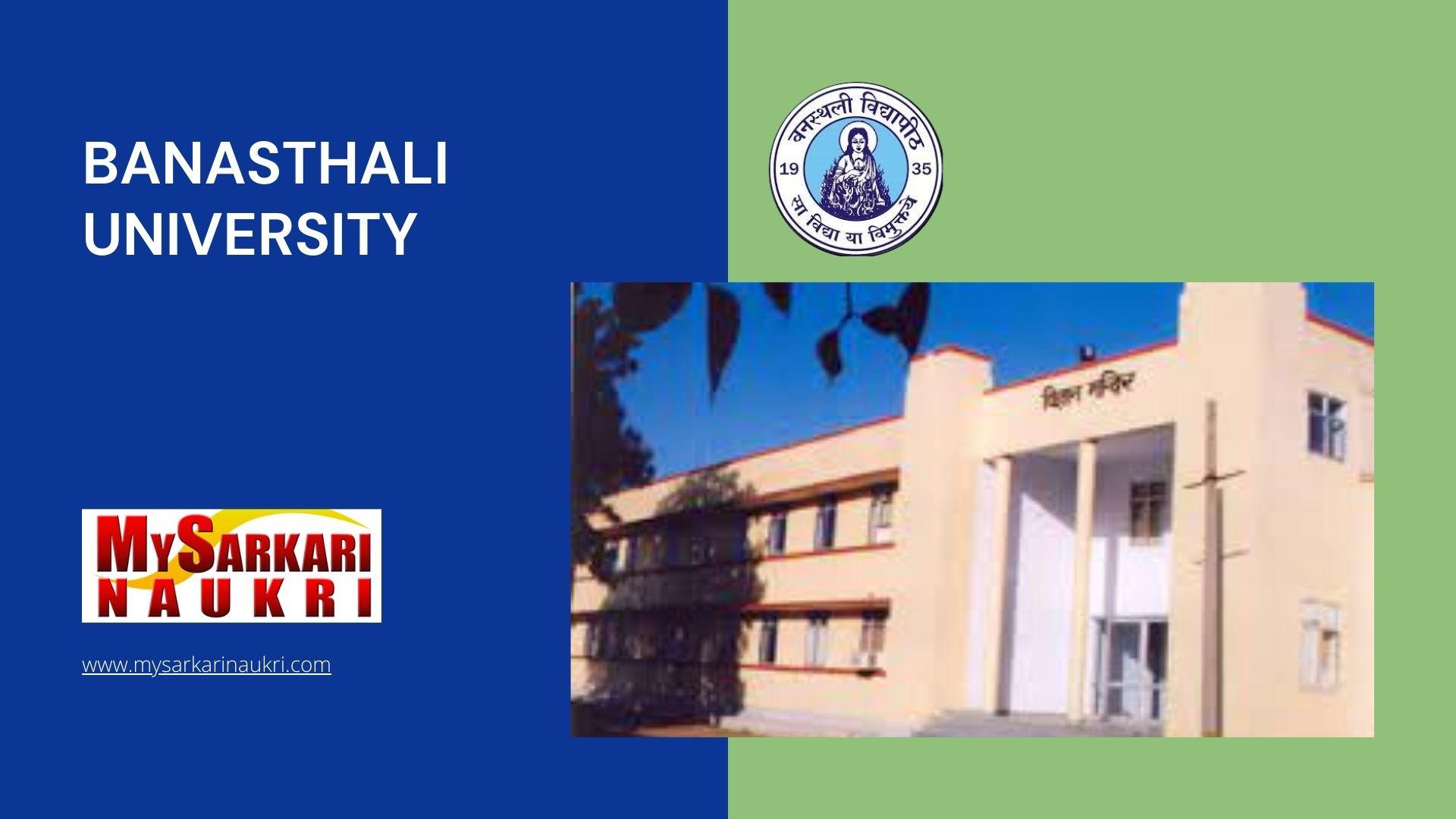 Banasthali University Recruitment
