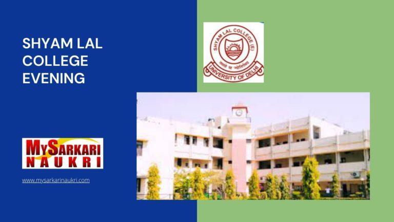 Shyam Lal College Evening Recruitment