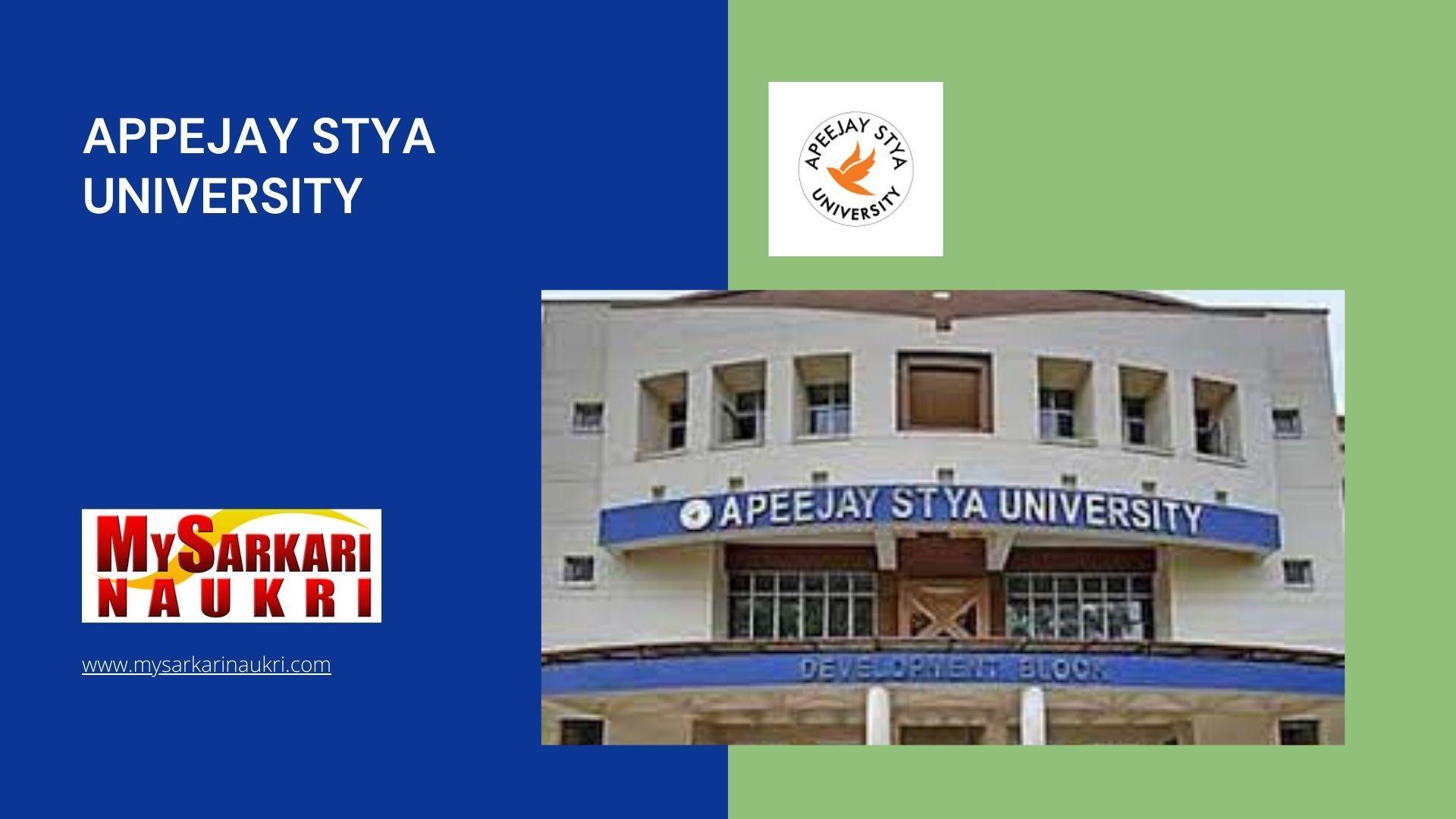 Appejay Stya University Recruitment