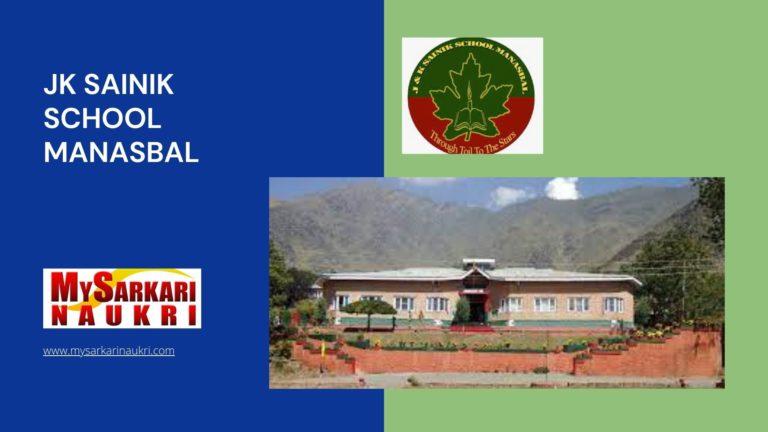 Jk Sainik School Manasbal Recruitment