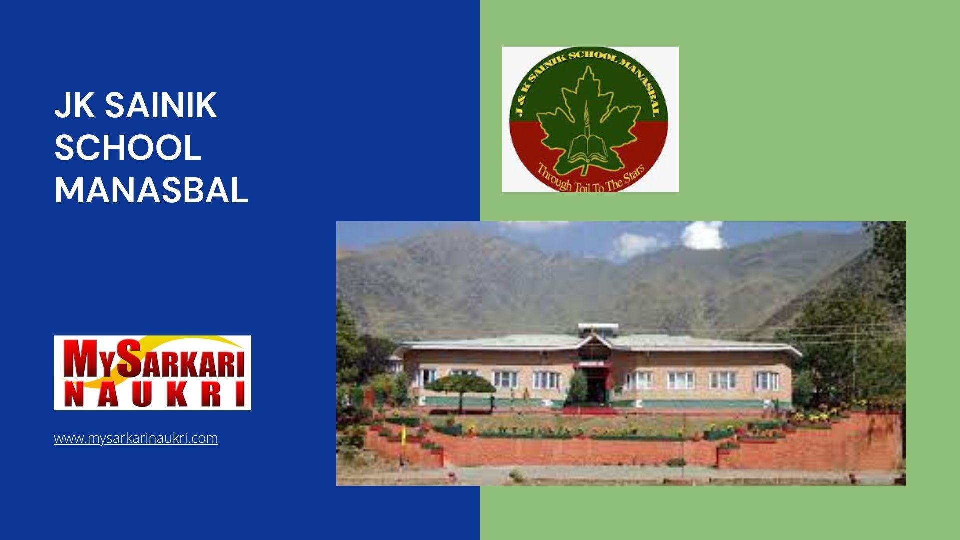 Jk Sainik School Manasbal Recruitment