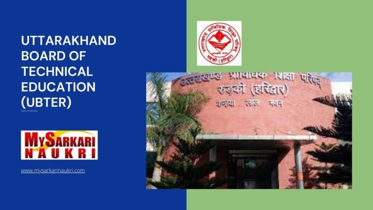 Uttarakhand Board of Technical Education (UBTER) Recruitment