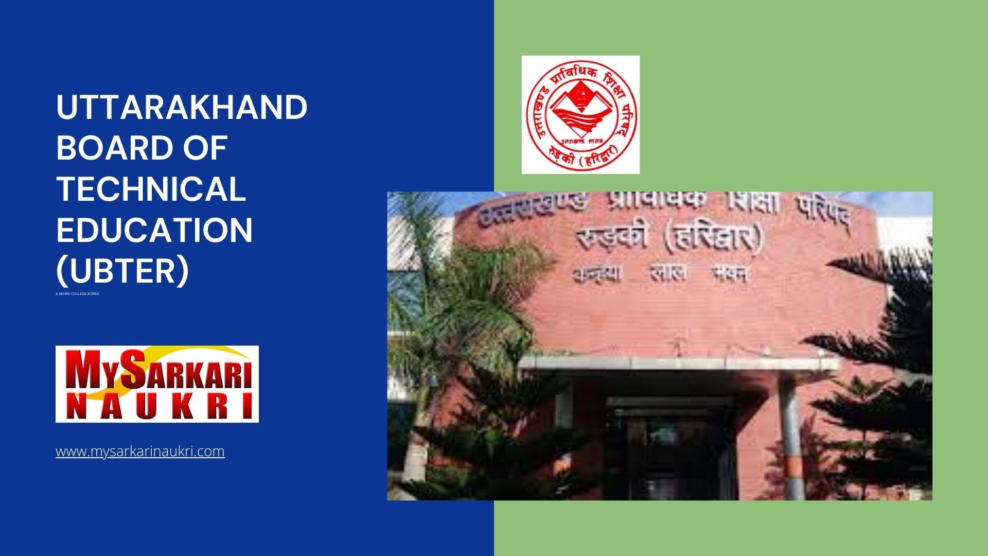 Uttarakhand Board of Technical Education (UBTER) Recruitment