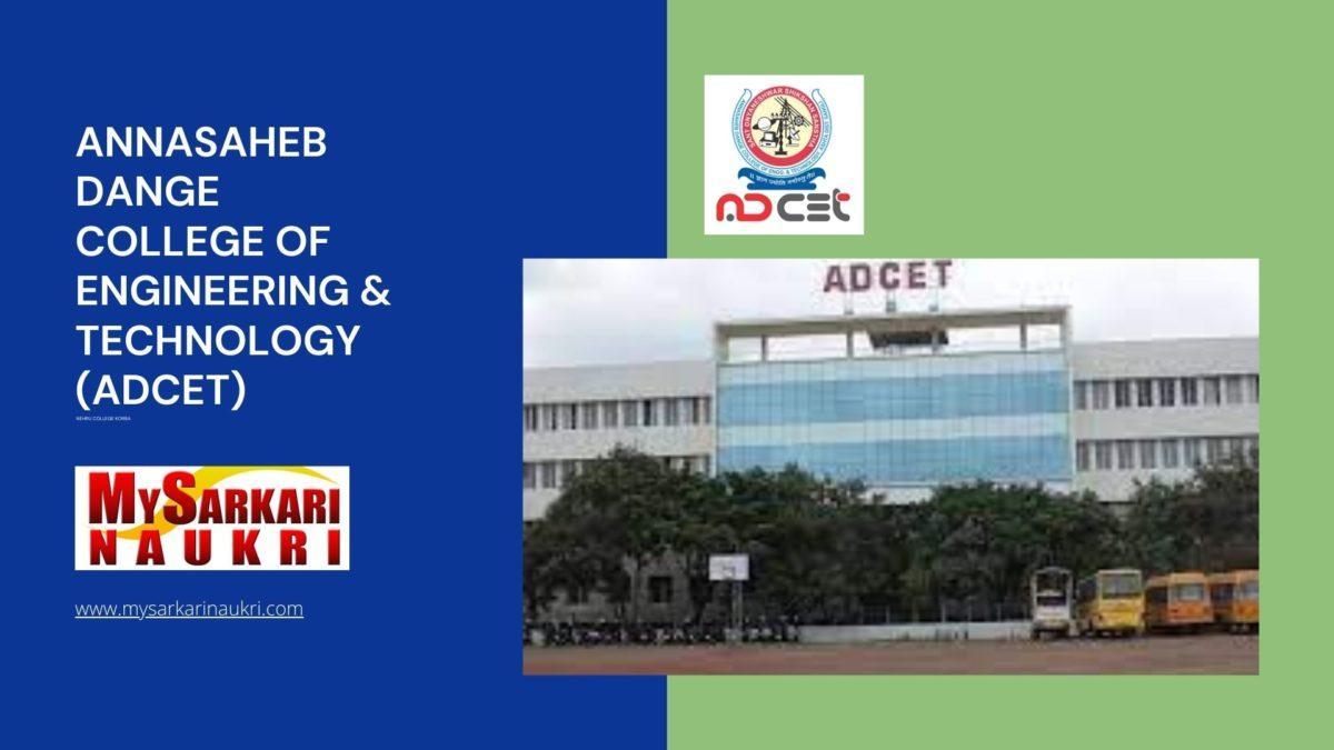 Annasaheb Dange College of Engineering & Technology (ADCET) Recruitment