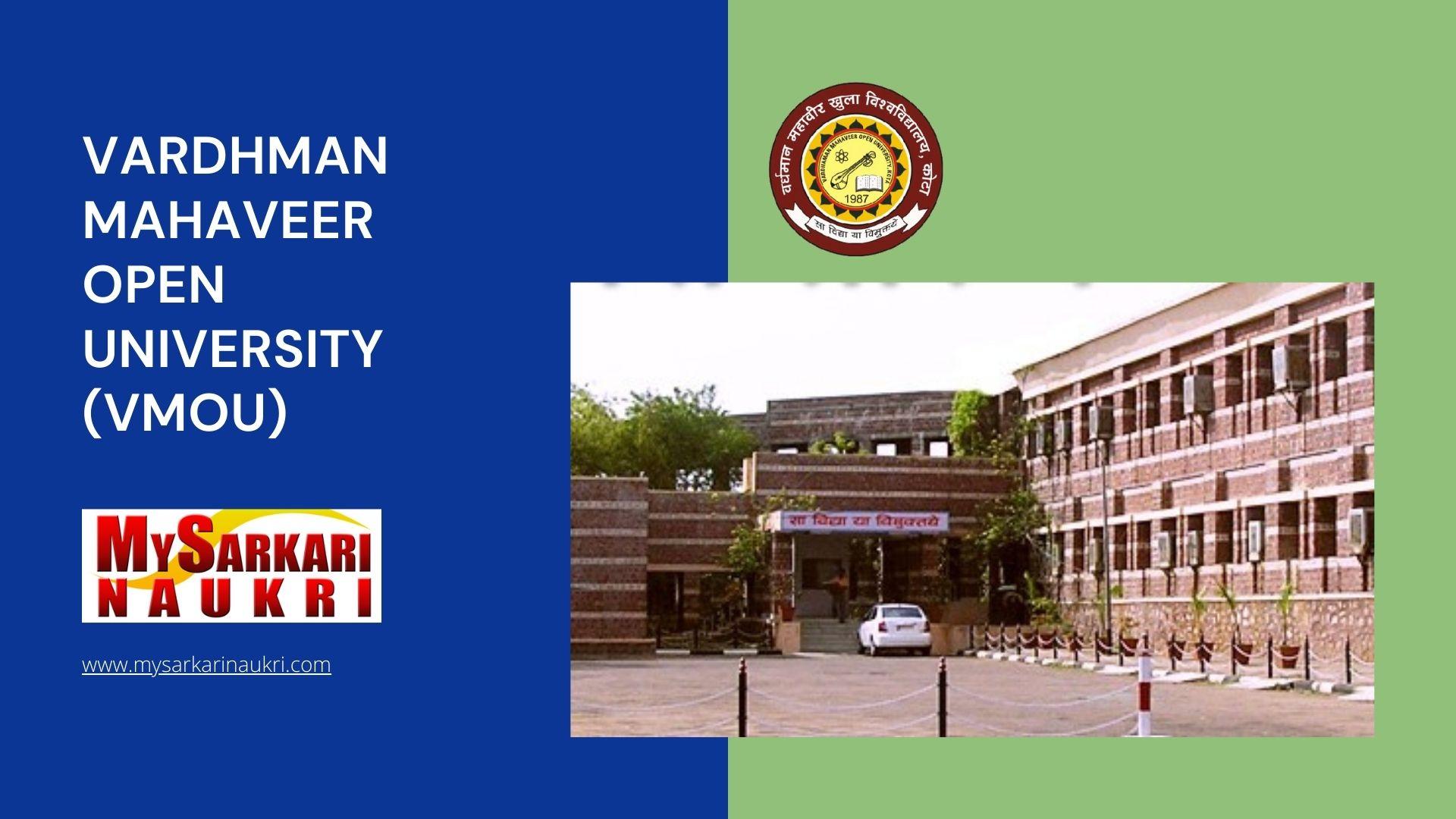 Vardhman Mahaveer Open University (VMOU) Recruitment