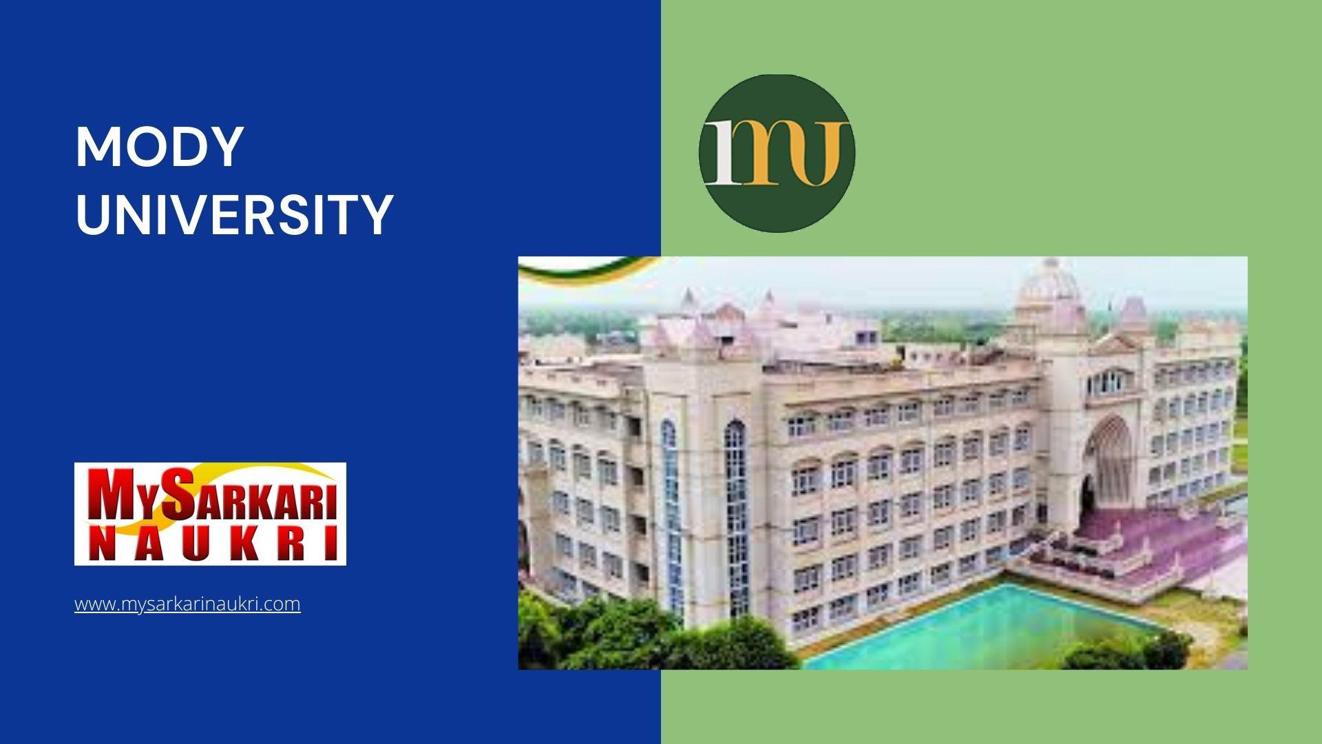 Mody University Recruitment