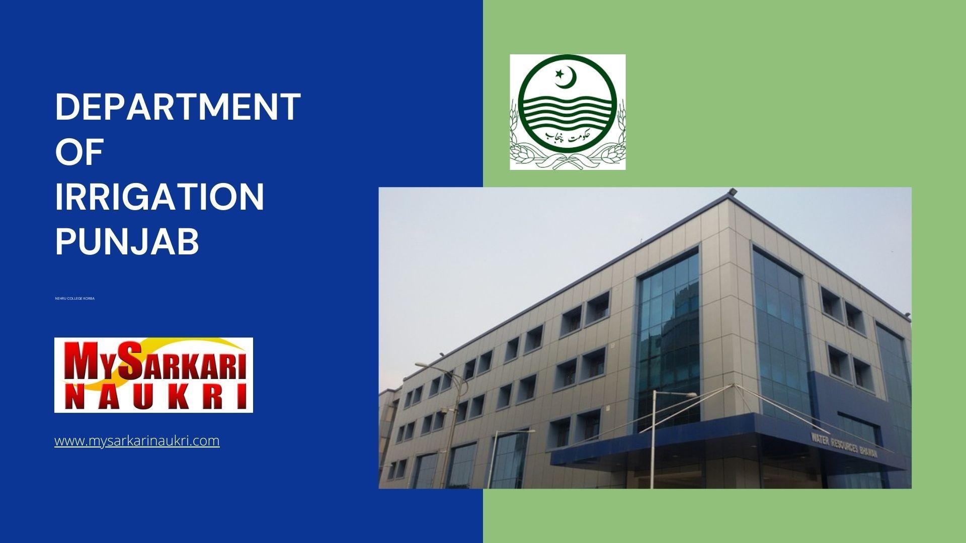 Department of Irrigation Punjab Recruitment