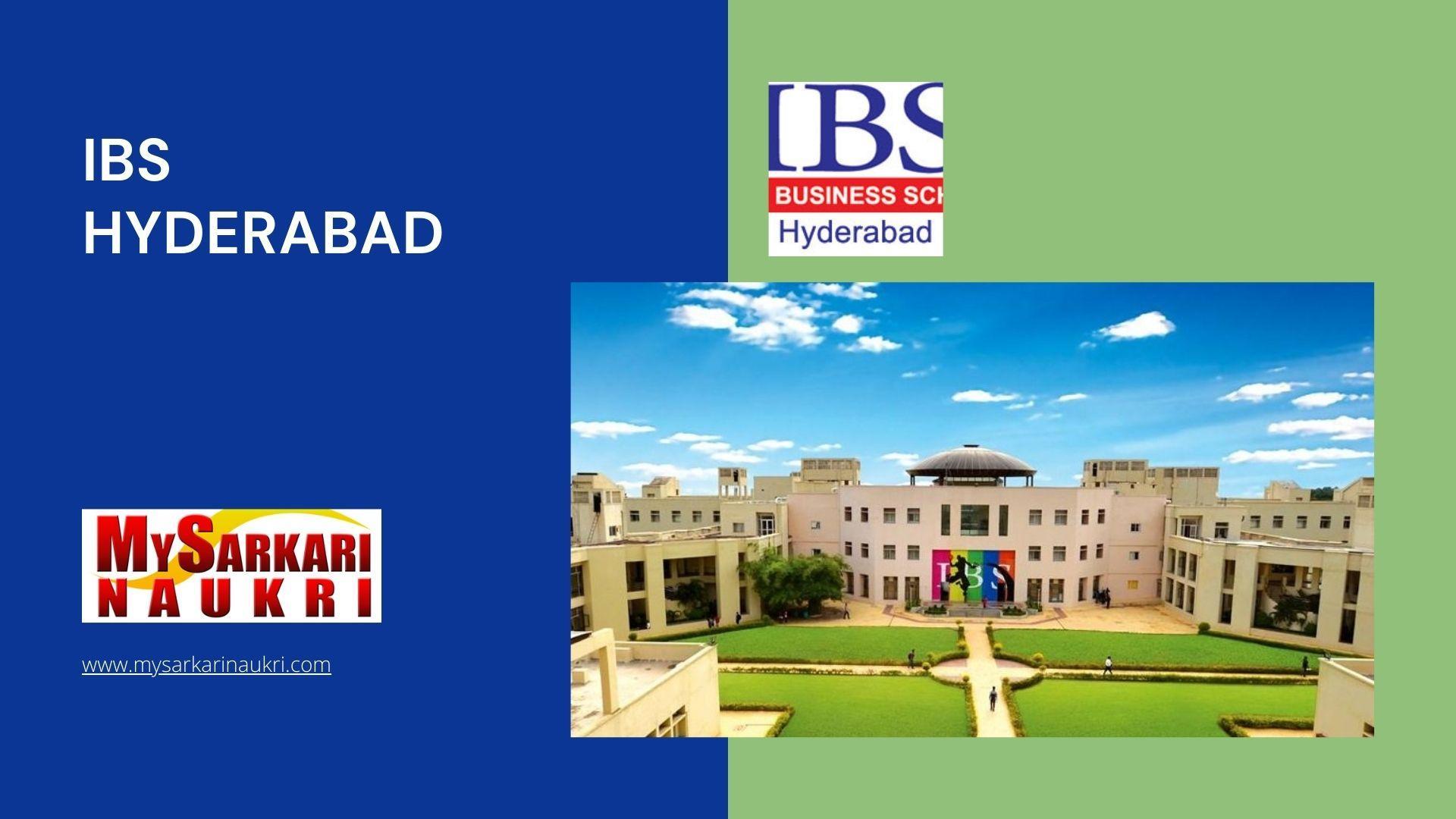 IBS Hyderabad Recruitment MySarkariNaukri En