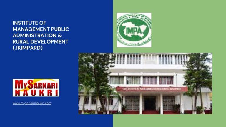 Institute of Management Public Administration & Rural Development (JKIMPARD) Recruitment