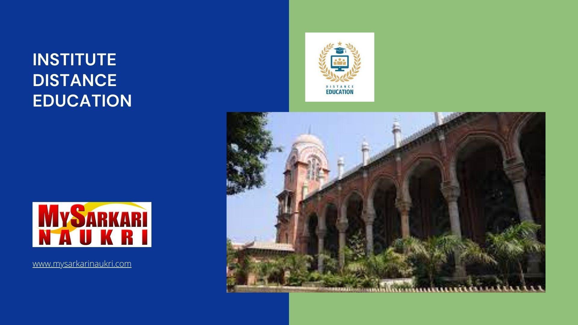 Institute Distance Education Recruitment