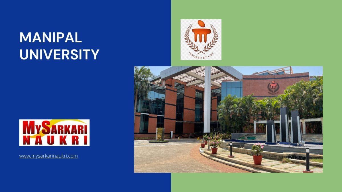 Manipal University Recruitment