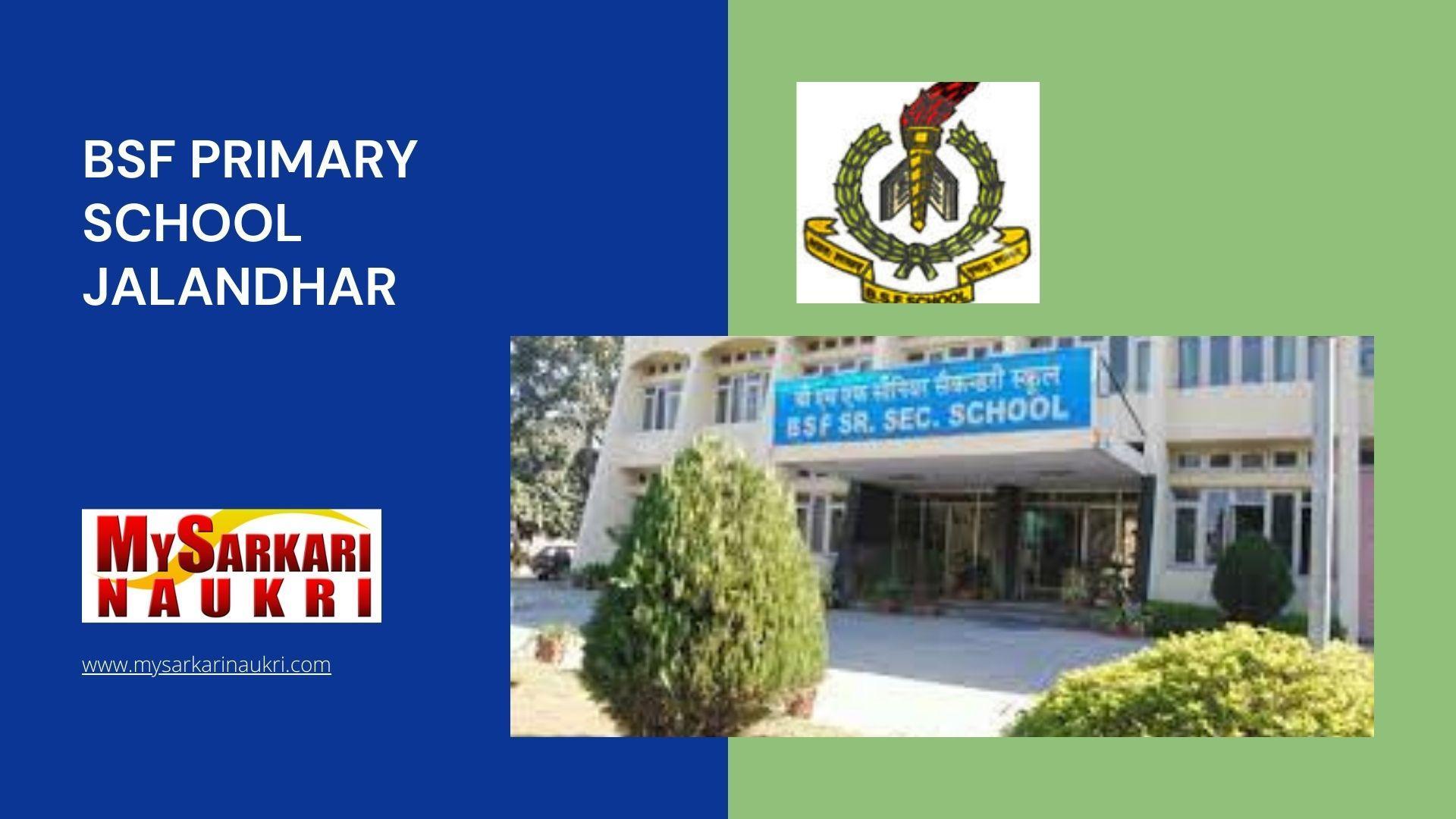 BSF Primary School Jalandhar Recruitment