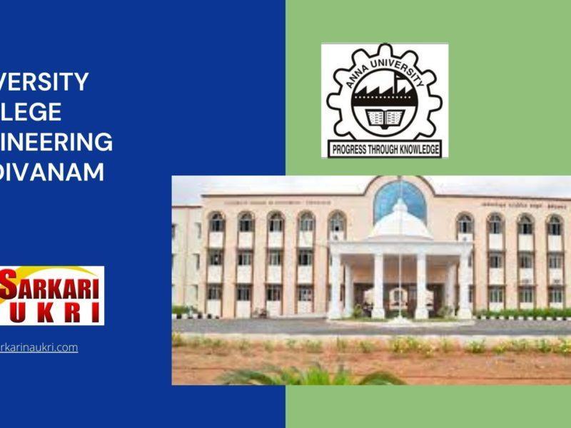 University College Engineering Tindivanam Recruitment