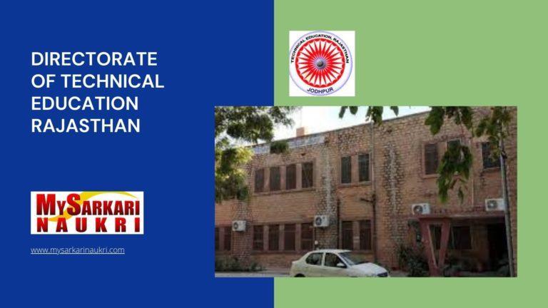 Directorate of Technical Education Rajasthan Recruitment