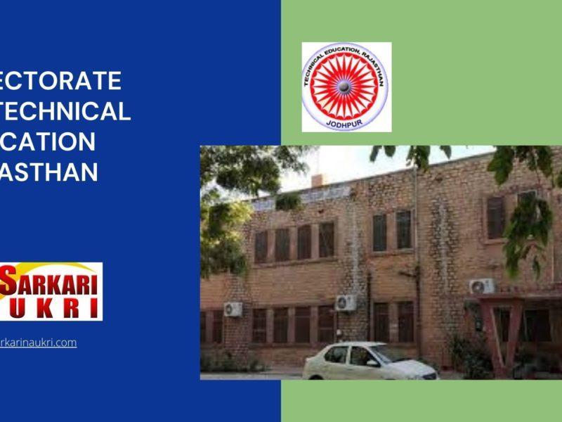 Directorate of Technical Education Rajasthan Recruitment