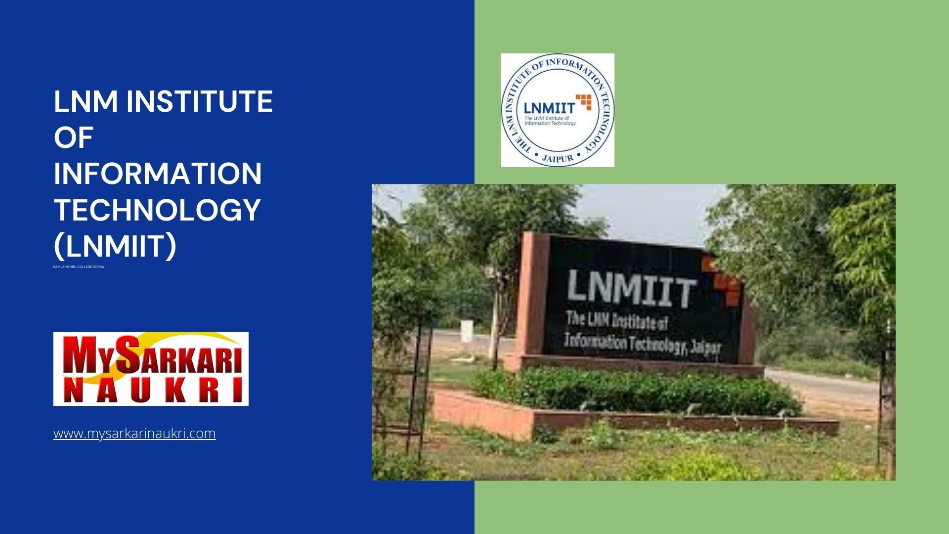 LNM Institute of Information Technology (LNMIIT) Recruitment