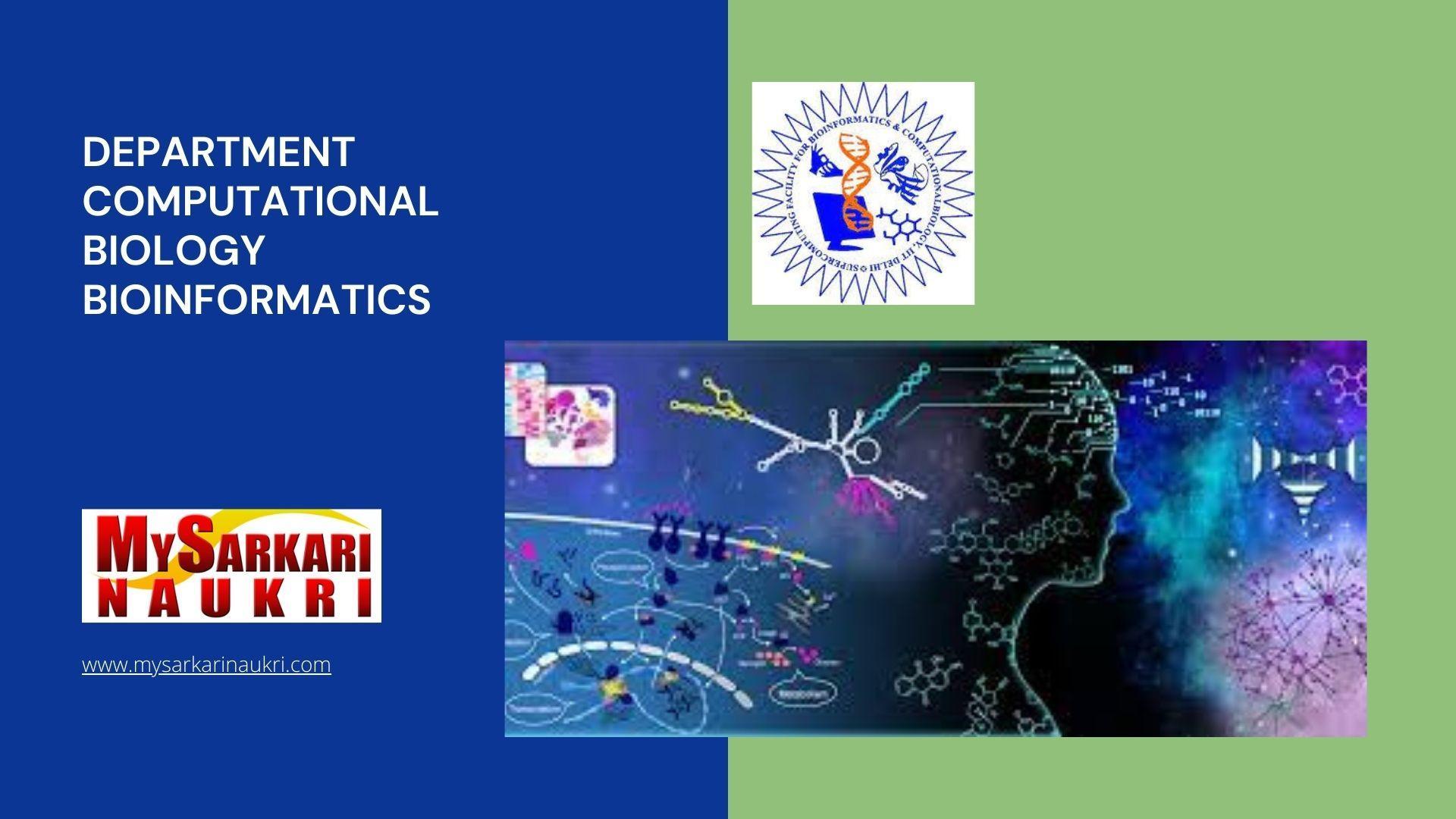 Department Computational Biology Bioinformatics Recruitment