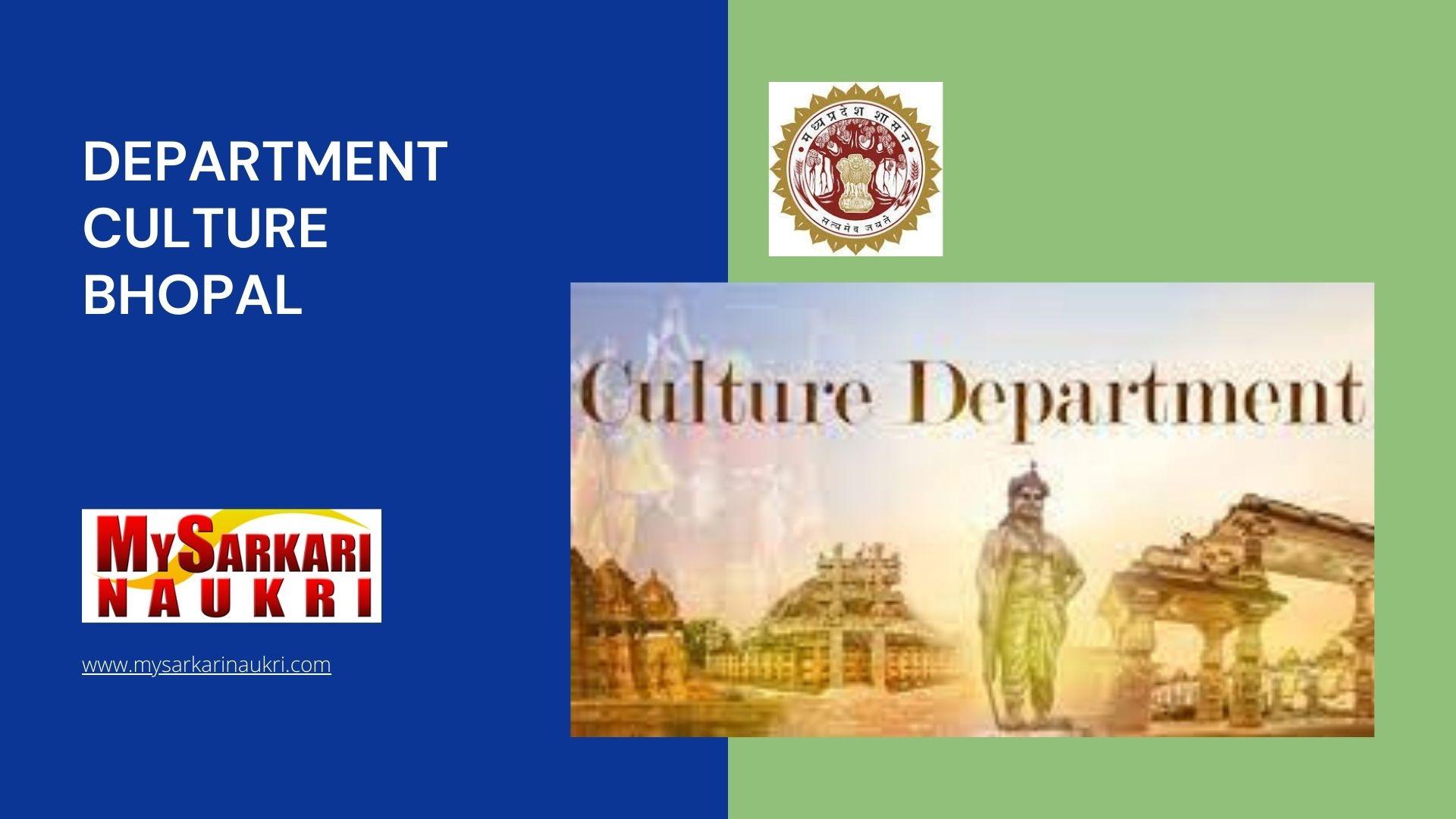 Department Culture Bhopal Recruitment