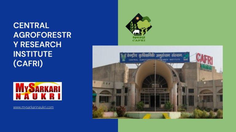 Central Agroforestry Research Institute (CAFRI) Recruitment