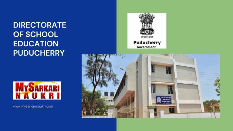 Directorate of School Education Puducherry Recruitment